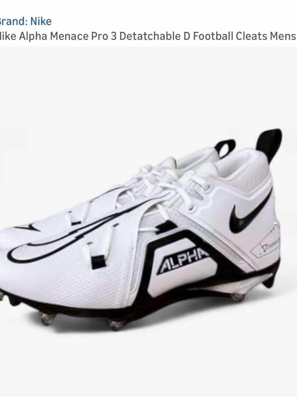 Nike Men's White & Black Alpha Football Cleats
